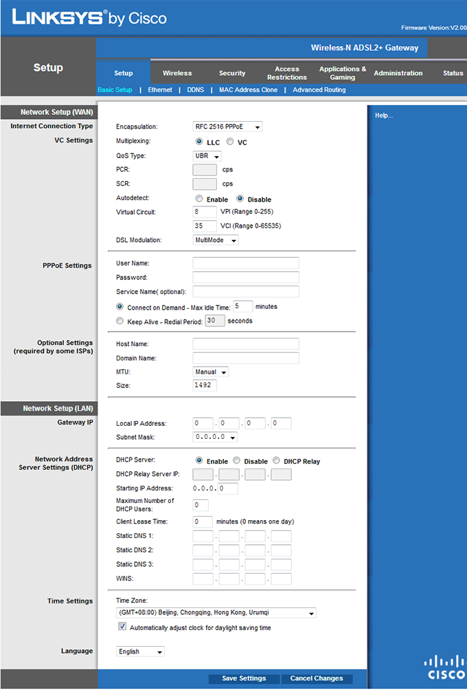 configuration ADSL Bouygues Linksys WAG120N