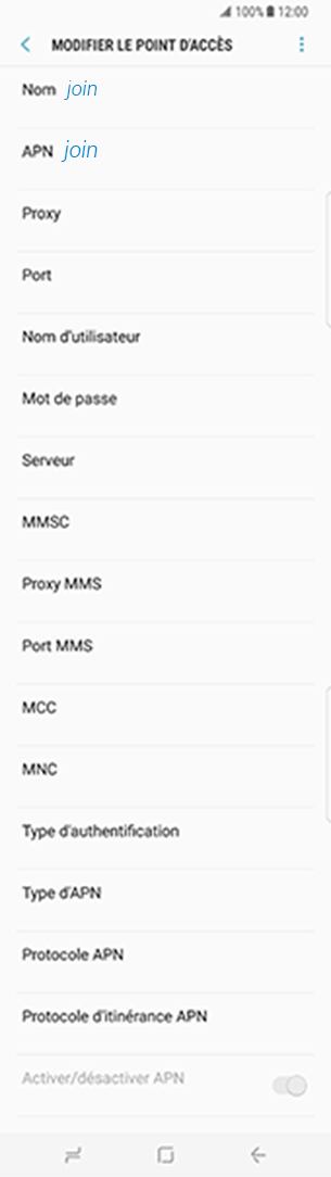 configuration APN Join Experience Samsung Galaxy Note5