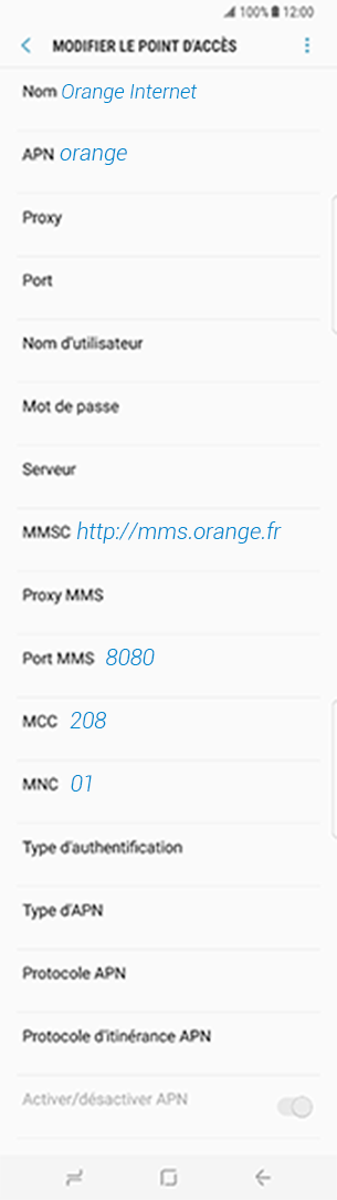 configuration APN Orange Infinix Note 3 Pro