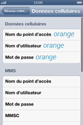 configuration APN Orange Apple Iphone 4