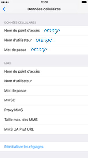 configuration APN Orange Apple Iphone 6S Plus