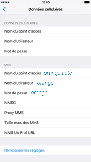 configuration APN Orange Apple Iphone 4S