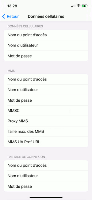 Paramètres APN Orange France sur Apple iPhone 13 Pro